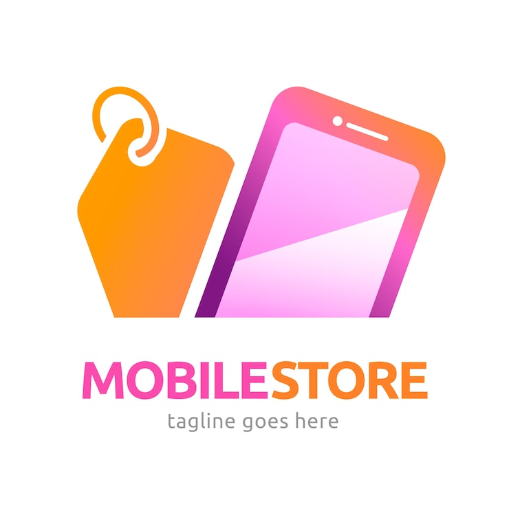 Vector gratuito diseño del logotipo de la tienda móvil gradiente
