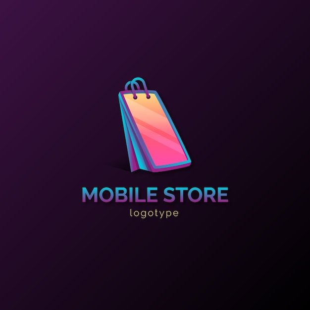 Vector gratuito diseño de logotipo de tienda móvil