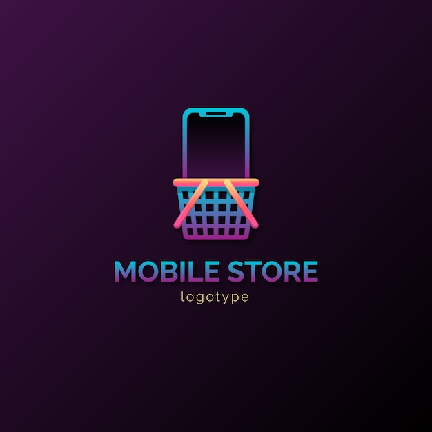 Vector gratuito diseño de logotipo de tienda móvil