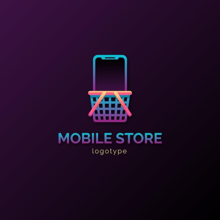 Vector gratuito diseño de logotipo de tienda móvil