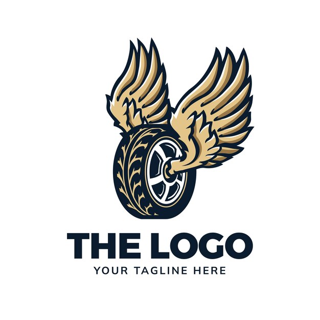 Diseño del logotipo de la tienda de neumáticos dibujado a mano