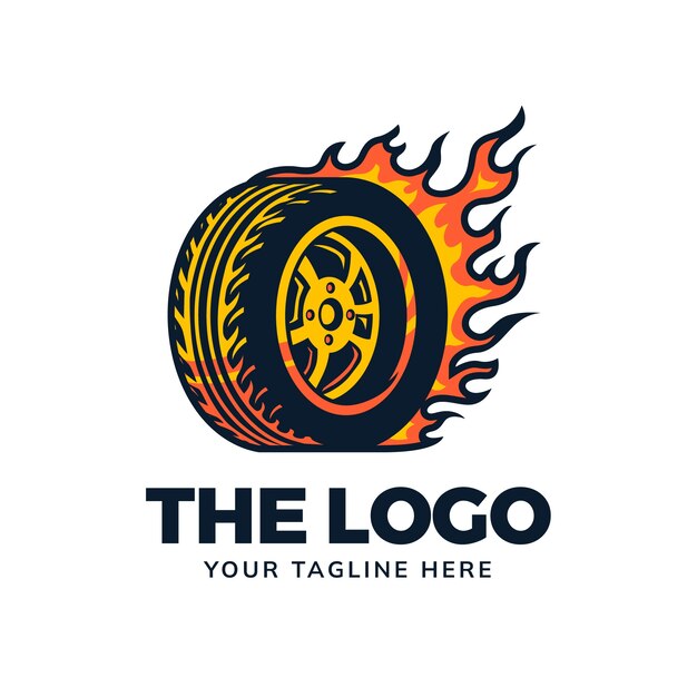 Diseño del logotipo de la tienda de neumáticos dibujado a mano