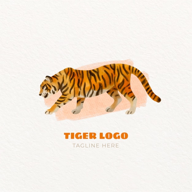 Diseño de logotipo de tigre acuarela