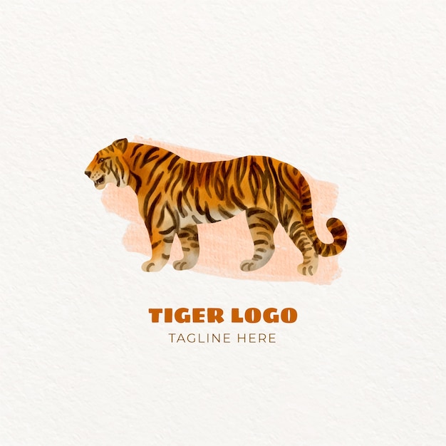 Diseño de logotipo de tigre acuarela