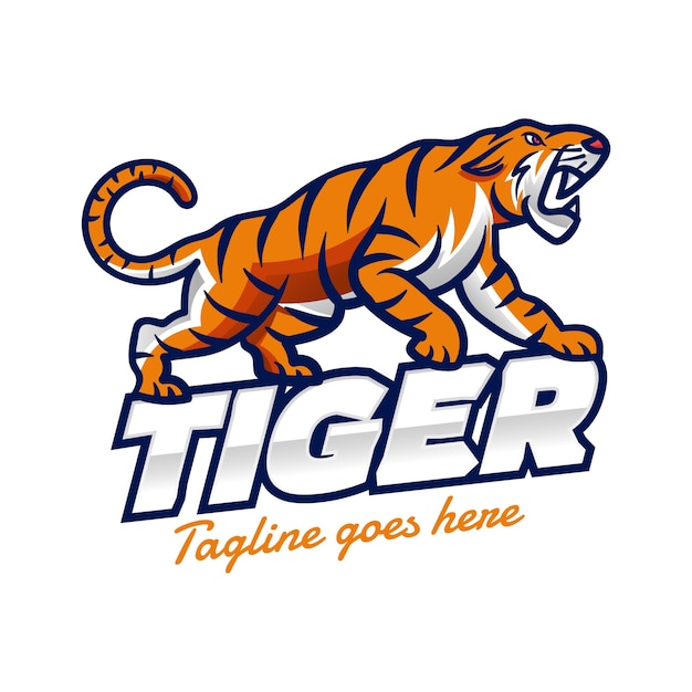 Vector gratuito diseño de logotipo de tigre degradado