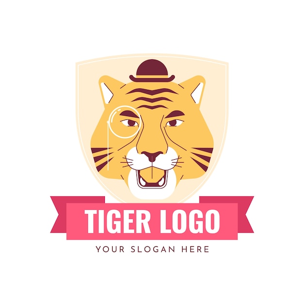 Vector gratuito diseño de logotipo de tigre de diseño plano