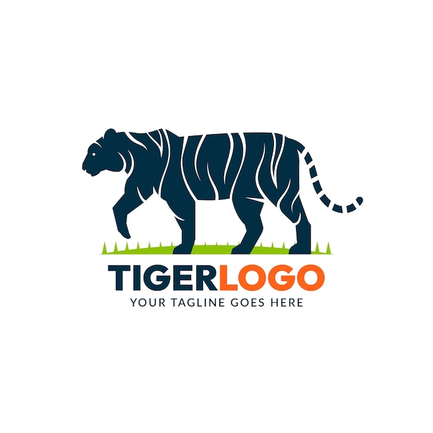 Diseño de logotipo de tigre de diseño plano
