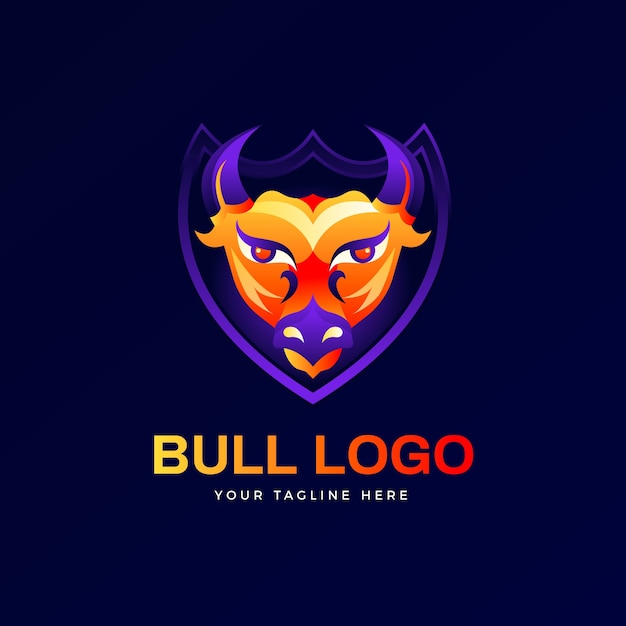 Vector gratuito diseño de logotipo de toro degradado