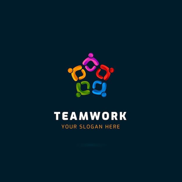 Diseño de logotipo de trabajo en equipo degradado