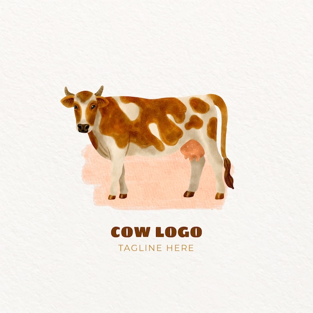 Vector gratuito diseño de logotipo de vaca acuarela