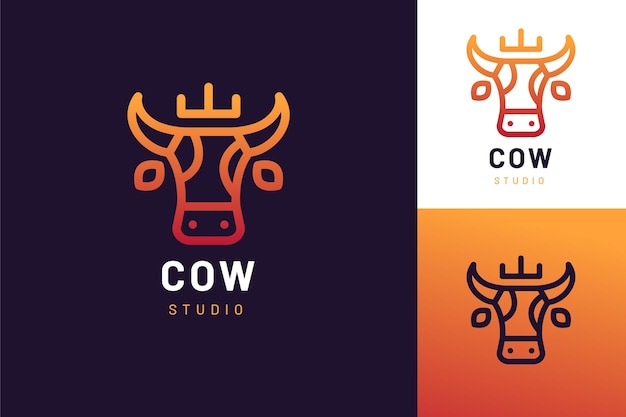 Vector gratuito diseño de logotipo de vaca degradado