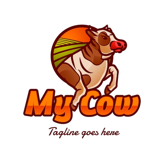 Vector gratuito diseño de logotipo de vaca degradado