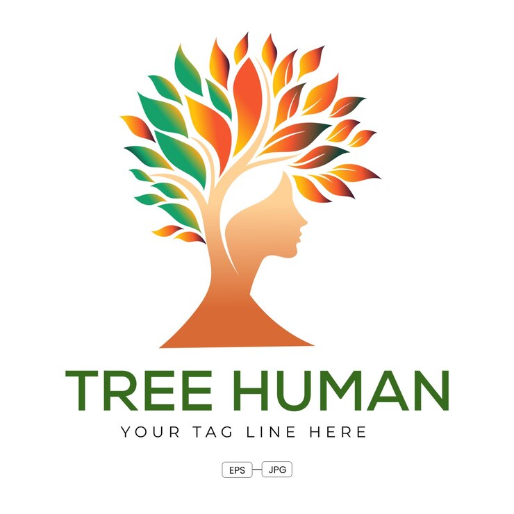 Vector gratuito diseño del logotipo del vector humano del árbol