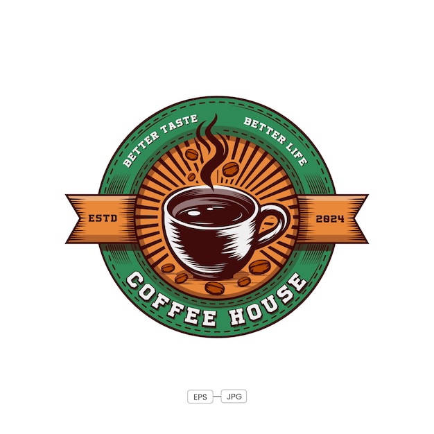 Diseño de logotipo vectorial de cafeterías antiguas