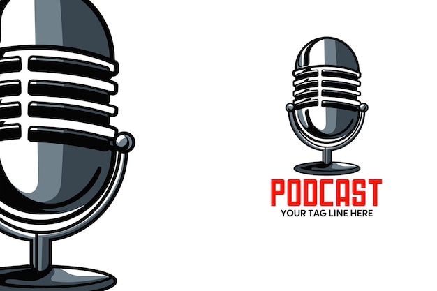Diseño de logotipo vectorial de podcasts antiguos