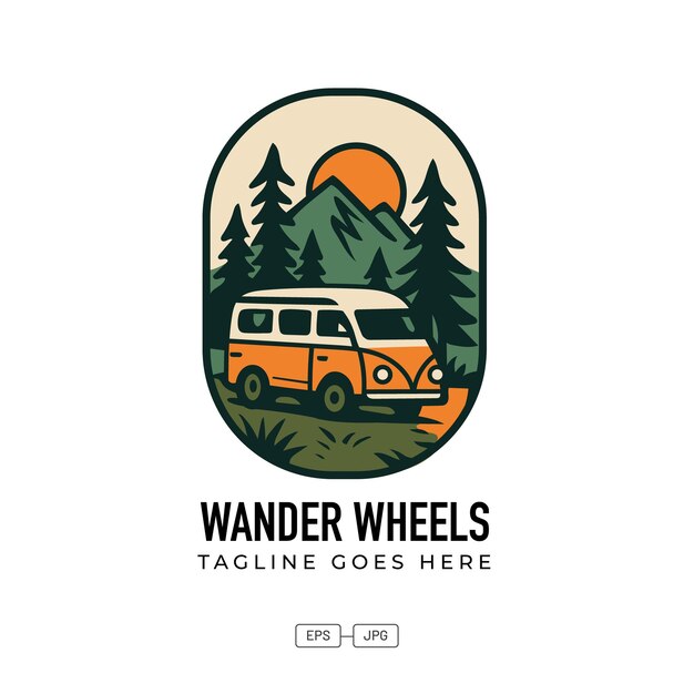 Diseño del logotipo vectorial de Wander Wheels