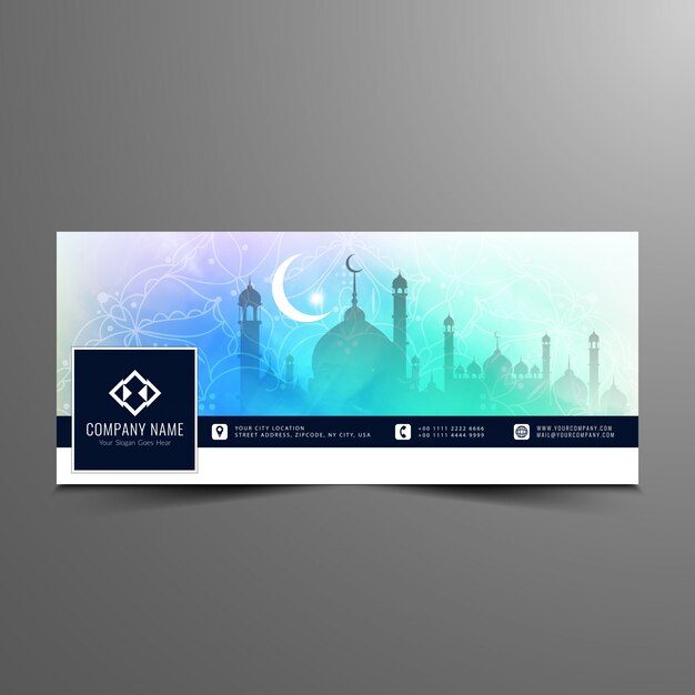 Diseño luminoso de eid mubarak para la timeline de facebook