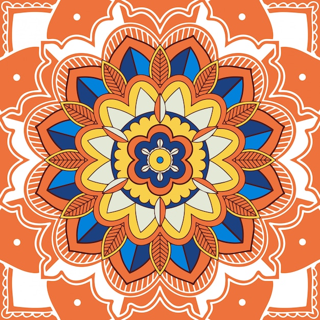 Vector gratuito diseño de mandala en color naranja.