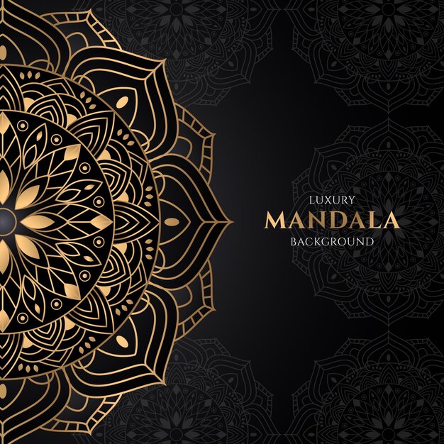 Diseño de mandala dorado degradado