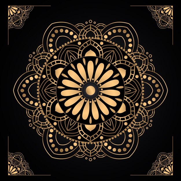 Diseño de mandala dorado degradado