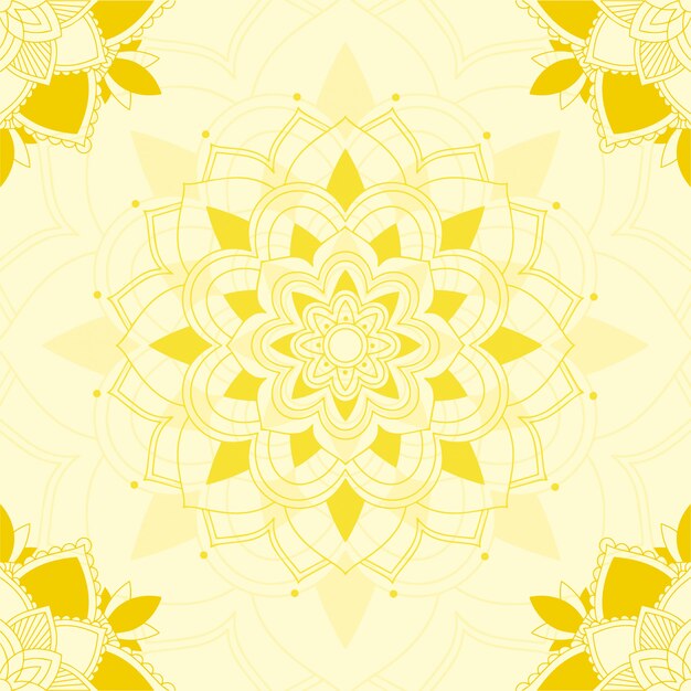 Diseño de mandala sobre fondo amarillo