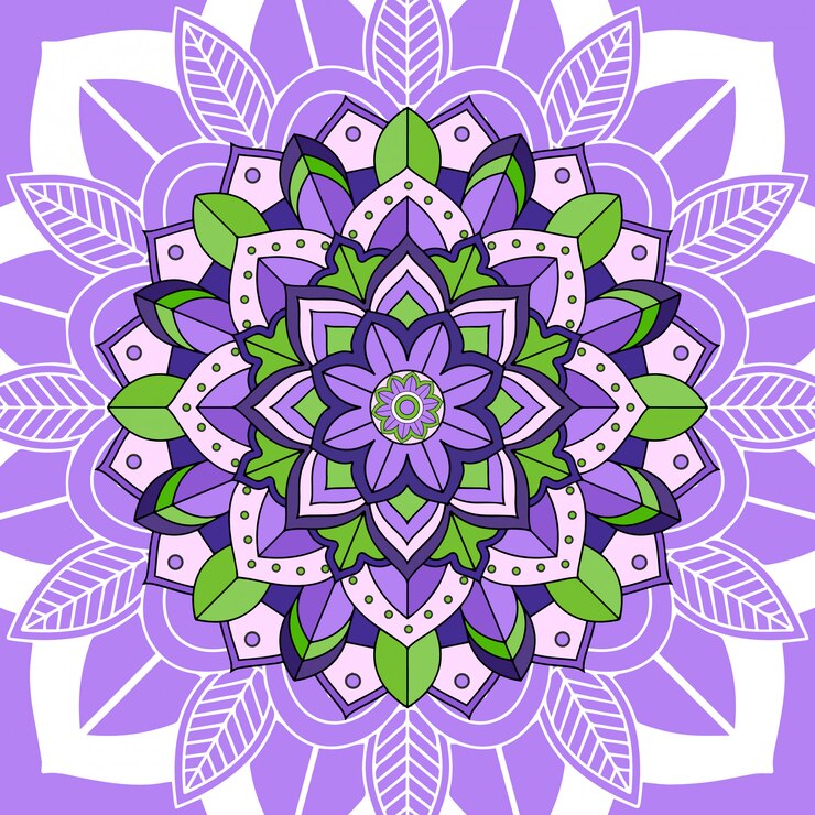 Vector gratuito diseño de mandala sobre fondo morado