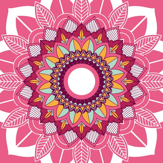 Diseño de mandala sobre fondo rosa