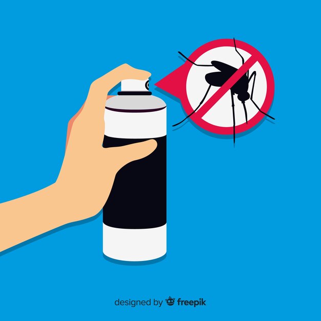 Diseño de mano sujetando spray de mosquitos