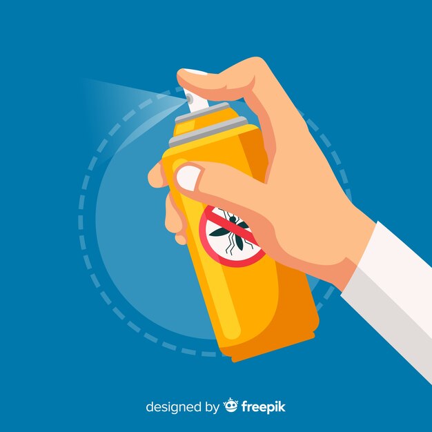 Diseño de mano sujetando spray de mosquitos