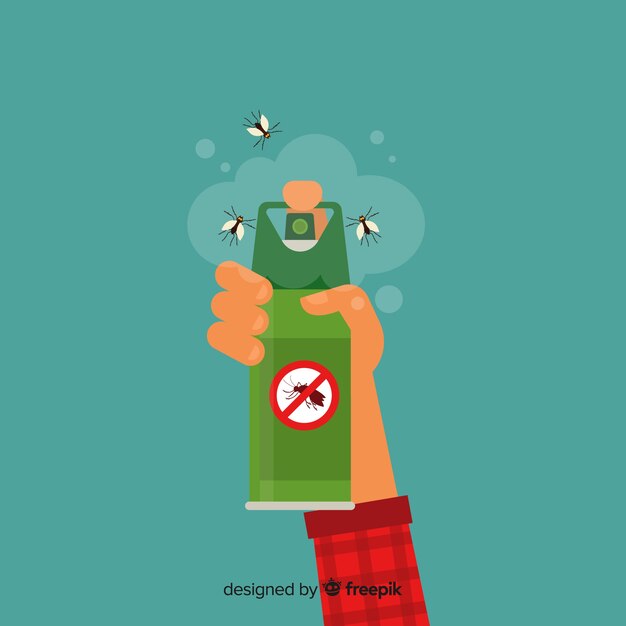 Diseño de mano sujetando spray de mosquitos