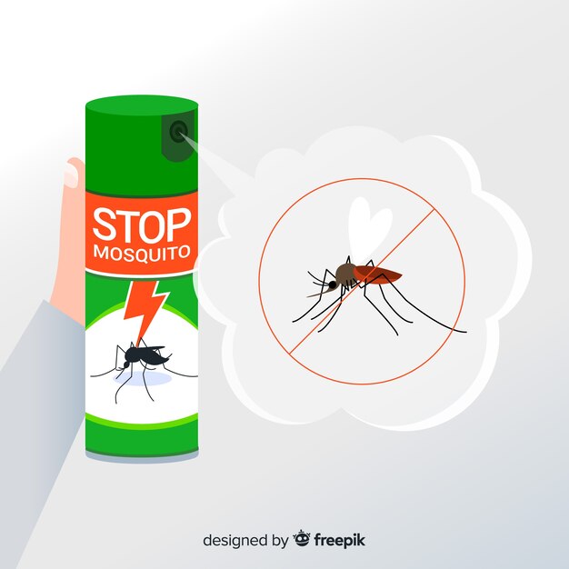 Diseño de mano sujetando spray de mosquitos