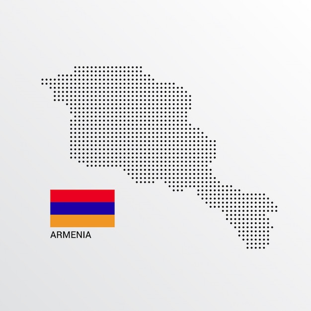 Vector gratuito diseño de mapa de armenia con bandera y vector de fondo claro