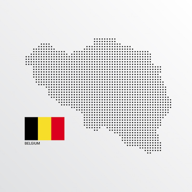 Vector gratuito diseño de mapa de bélgica con bandera y vector de fondo claro