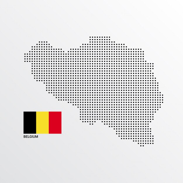 Diseño de mapa de Bélgica con bandera y vector de fondo claro