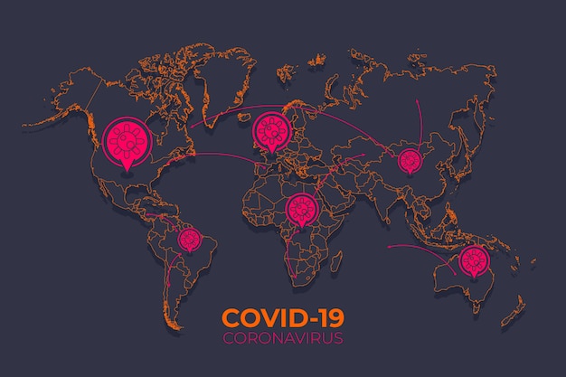 Vector gratuito diseño de mapa de coronavirus