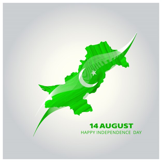 Diseño de mapa para el día de la independencia de pakistán