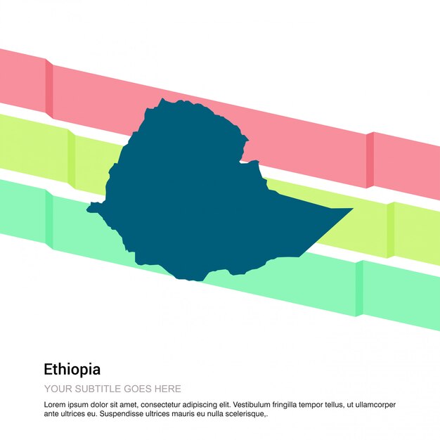 Diseño de mapa de Etiopía con vector de fondo blanco