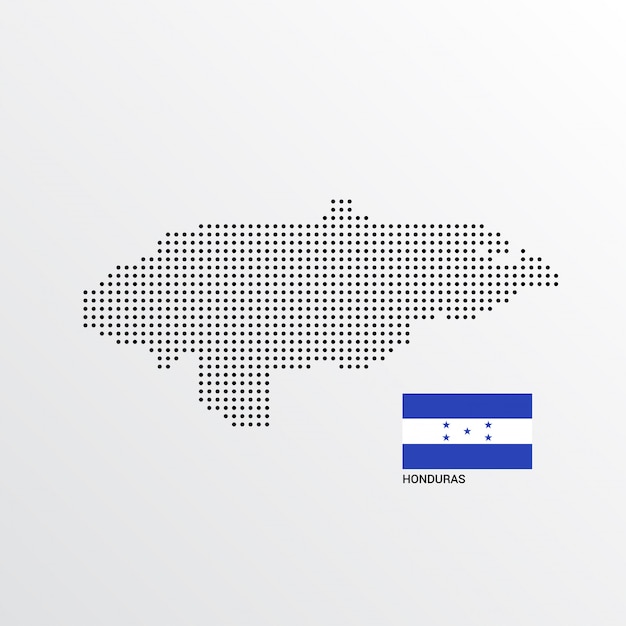 Vector gratuito diseño de mapa de honduras con bandera y vector de fondo claro