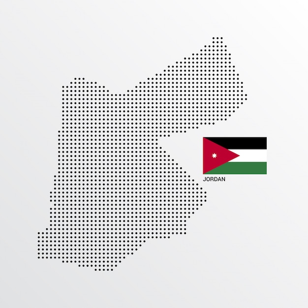 Diseño de mapa de Jordania con bandera y vector de fondo claro