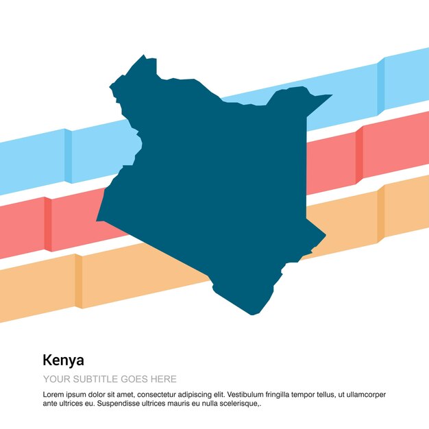 Diseño de mapa de Kenia con vector de fondo blanco