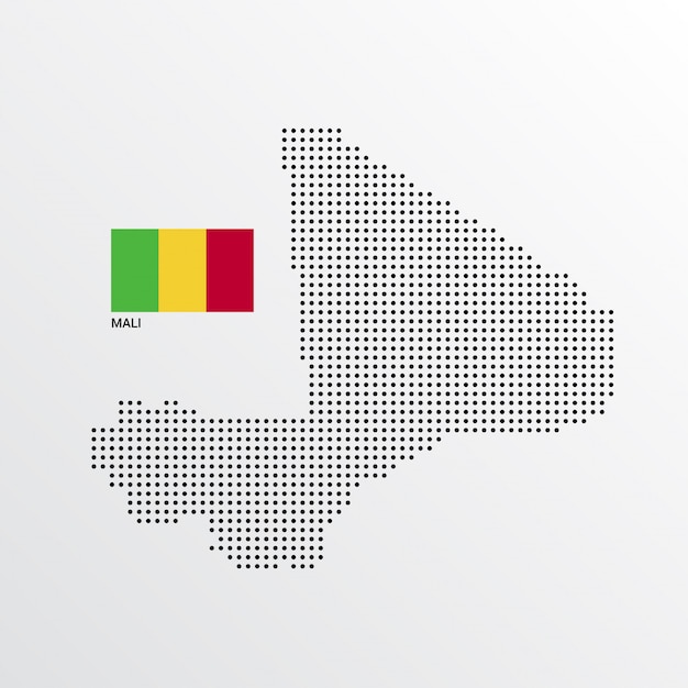 Vector gratuito diseño de mapa de mali con bandera y vector de fondo claro