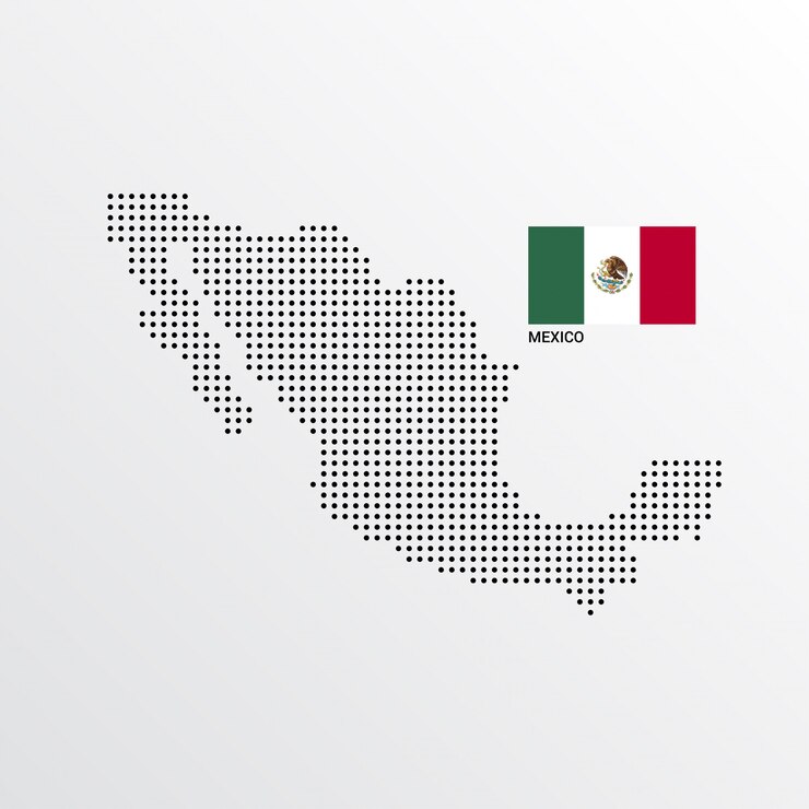 Diseño de mapa de México con bandera y vector de fondo claro