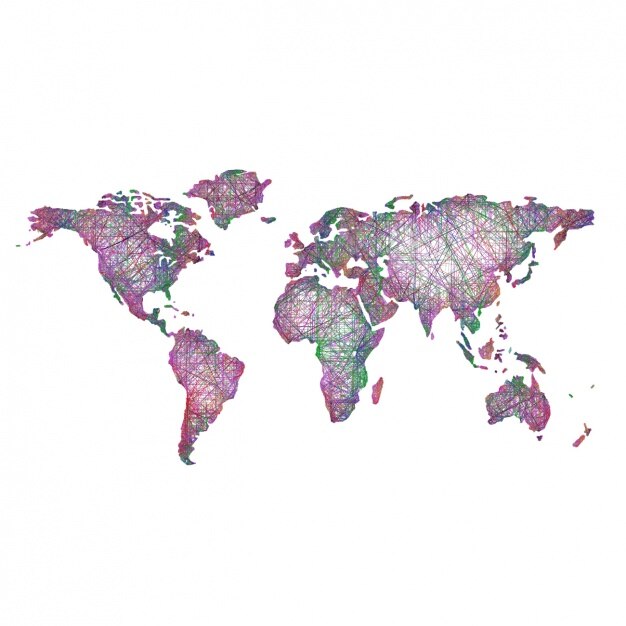 Vector gratuito diseño de mapa del mundo a color