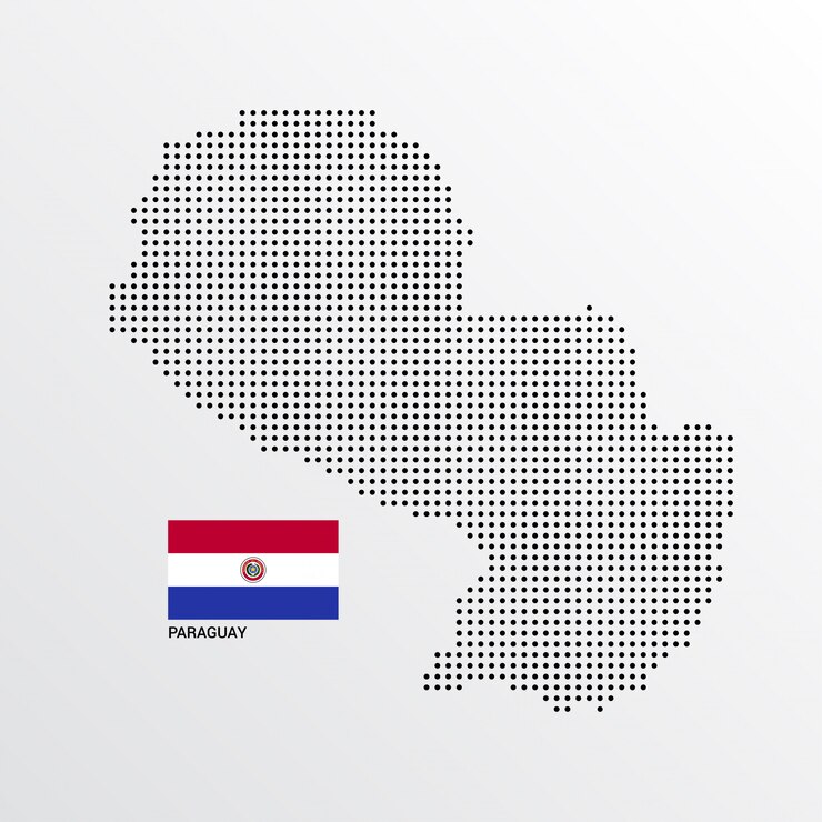 Diseño de mapa de Paraguay con bandera y vector de fondo claro