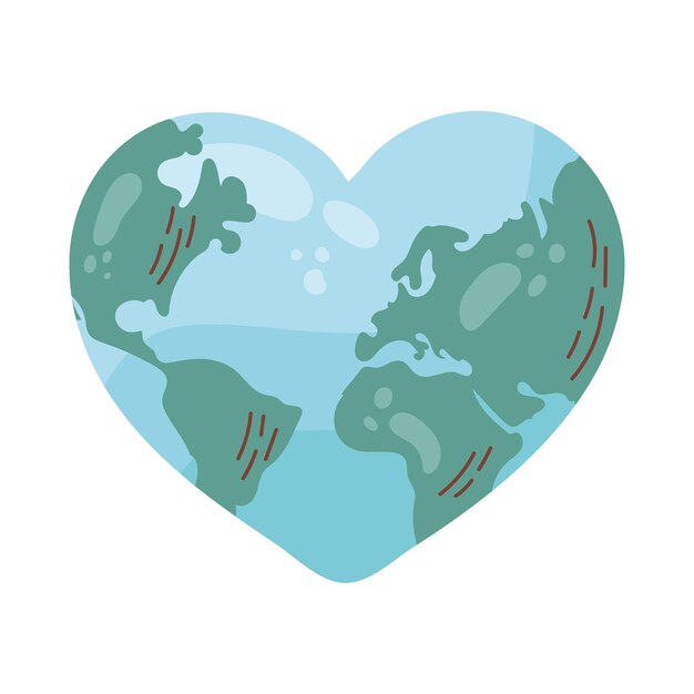 diseño de mapa del planeta en forma de corazón