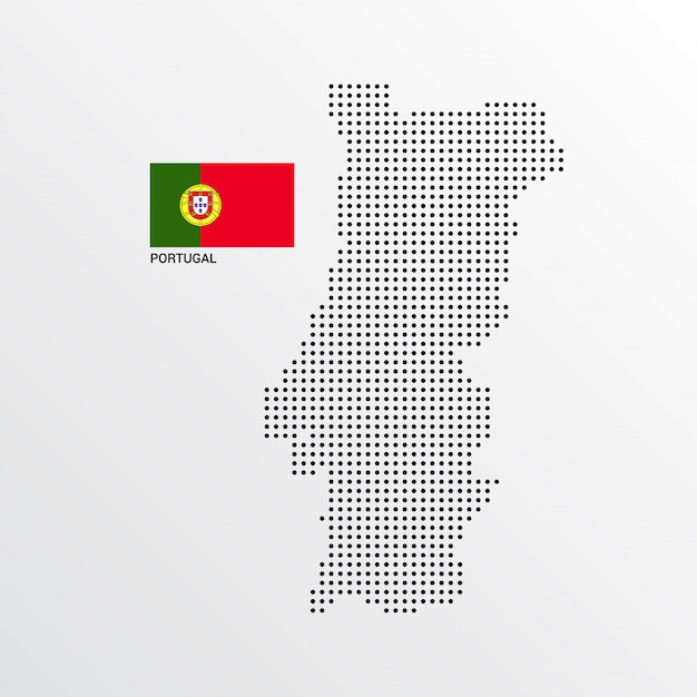 Diseño de mapa de Portugal con bandera y vector de fondo claro
