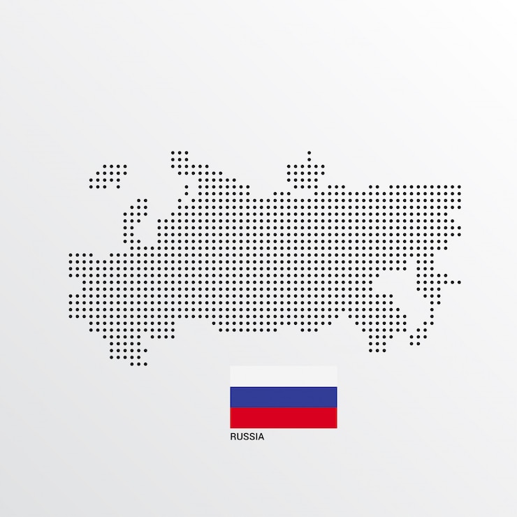 Vector gratuito diseño de mapa de rusia con bandera y vector de fondo claro