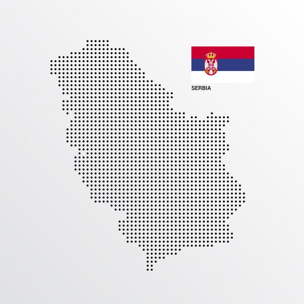 Diseño de mapa de Serbia con bandera y vector de fondo claro