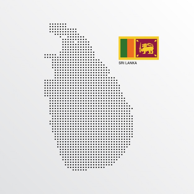 Vector gratuito diseño de mapa de sri lanka con bandera y vector de fondo claro