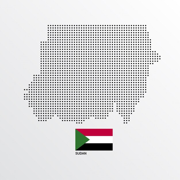 Diseño de mapa de Sudán con bandera y vector de fondo claro